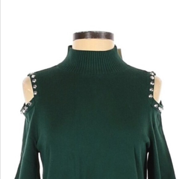 Michael Kors Cold Shoulder Mock Neck Long Sleeve Pullover Sweater Size S - Picture 2 of 7